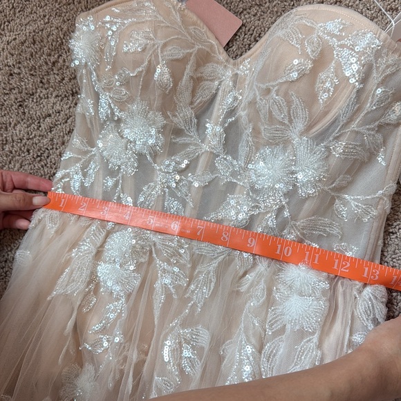 Wtoo BHLDN Oatmeal Strapless Lace Gown - Picture 11 of 16